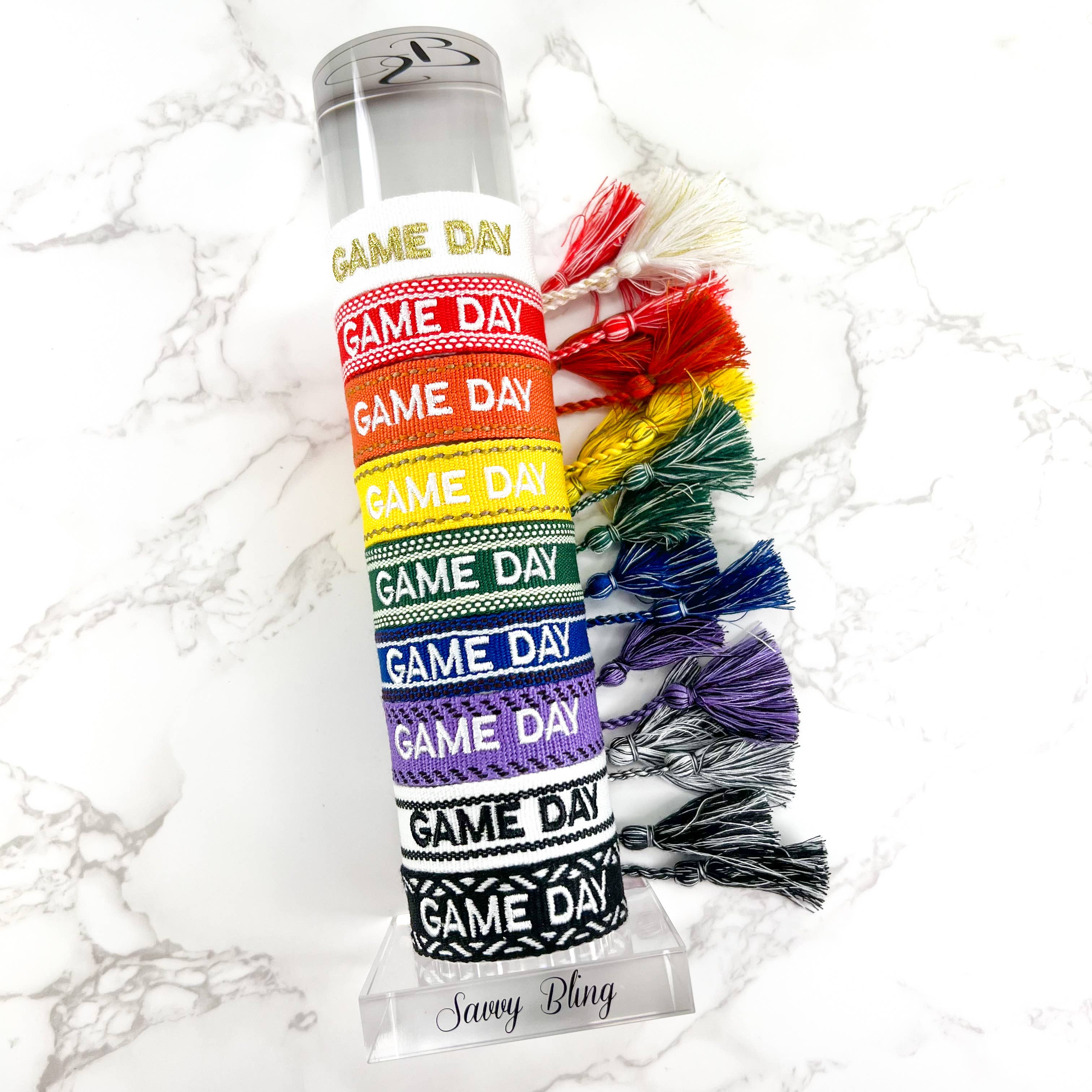 Savvy Bling – Engroshandel Flettet armbånd – Game Day broderet armbånd1