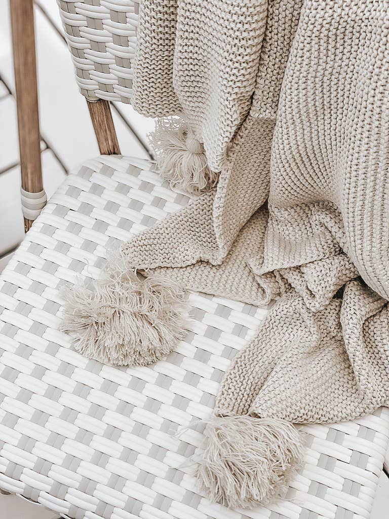 DWELL Home Shoppe - Vente Plaids - Plaid en tricot avec pompons4