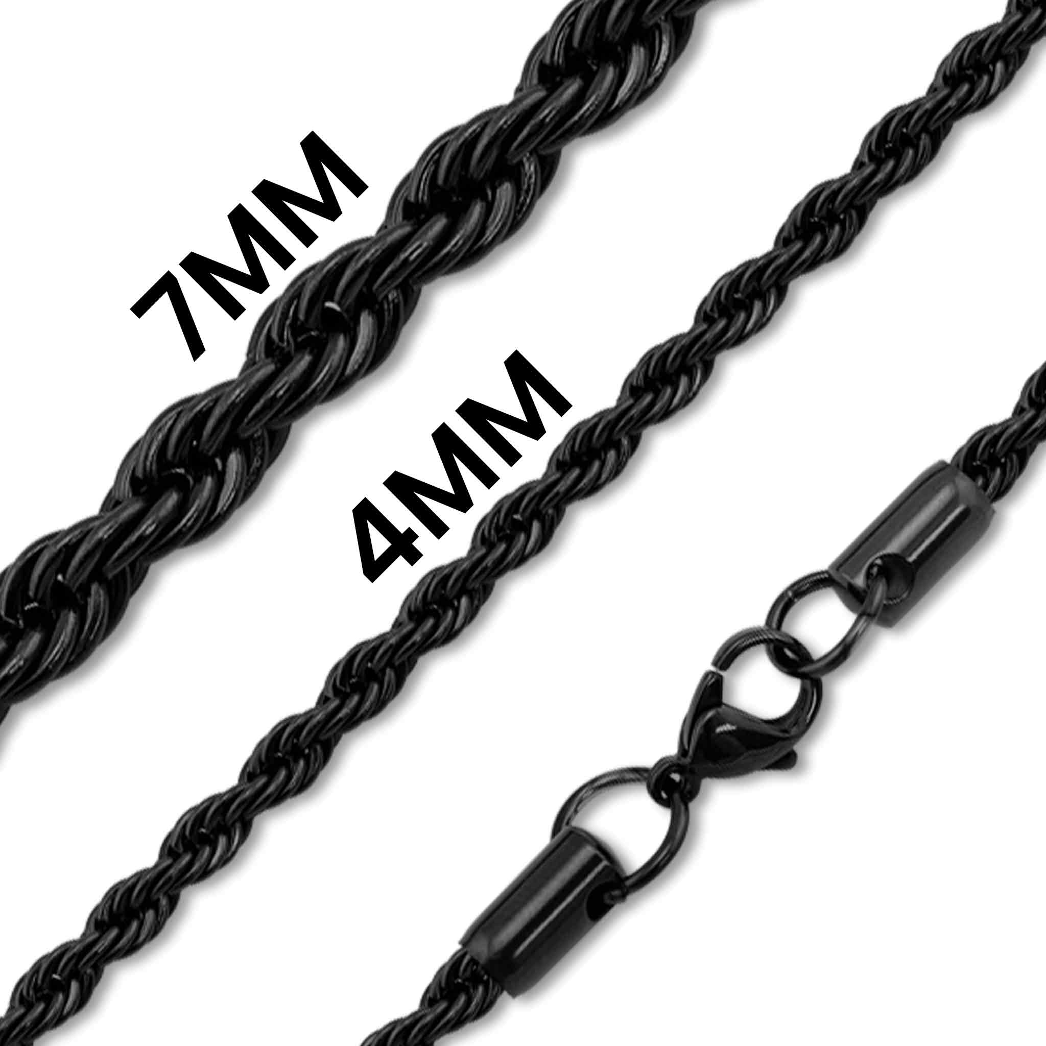WJW - Wholesale Link & Chain Necklace - Black Stainless Steel Rope Chain Necklace3