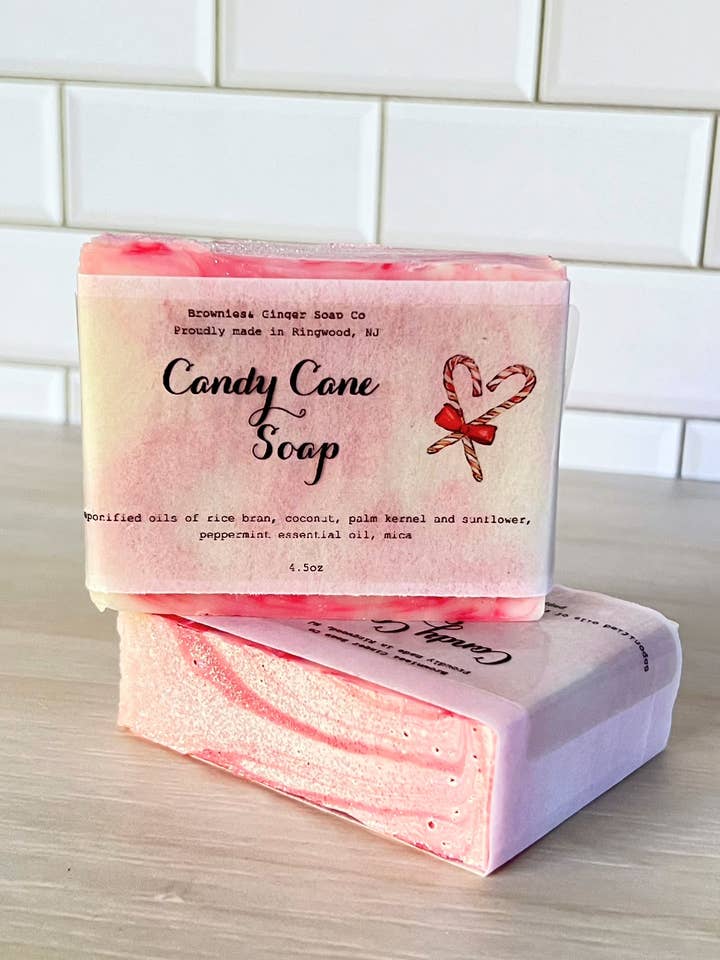 Peppermint Soap, Candy Cane Soap, Holiday Soap, Stocking stuffers for wholesale by Brownies&Ginger Soap Co