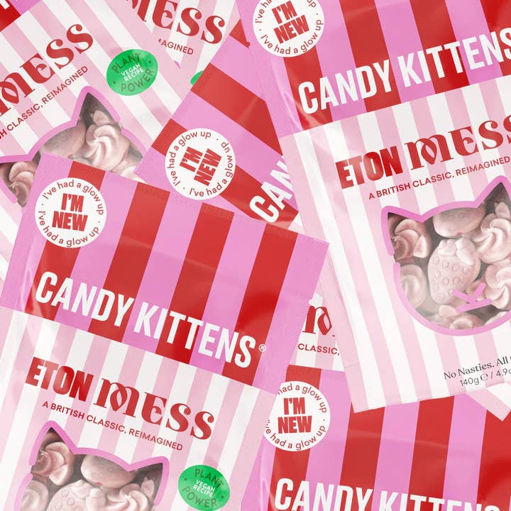 Belgium's Chocolate Source - Wholesale Gummy - Candy Kittens ETON MESS (strawberry-cream)VEGAN,10/cs 4.9 oz1