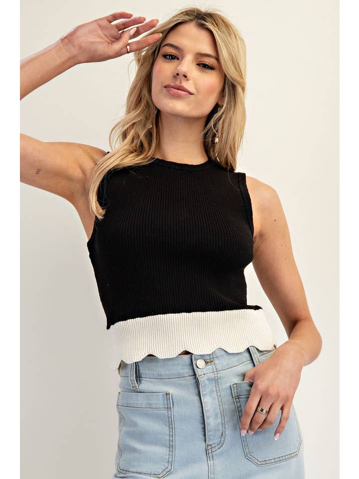 Peace Love Line - Wholesale Knit Top - Women's - PL6729 - RIBBED KNIT SWEATER TANK TOP