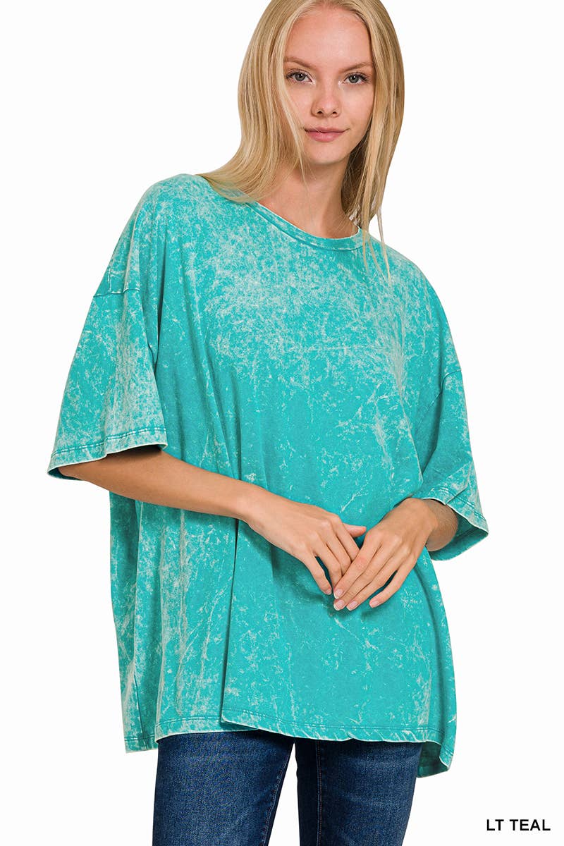 42POPS - Wholesale Knit Top - Women's - `.Acid Wash Cotton Oversized Tee56