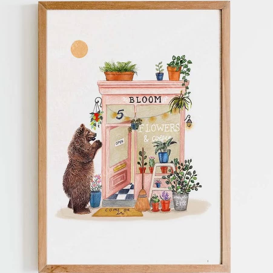 Beth Goodwin Designs – wholesale Konsttryck – Florist Konsttryck | Blommig Grizzlybjörn | Blomsterbutik 0