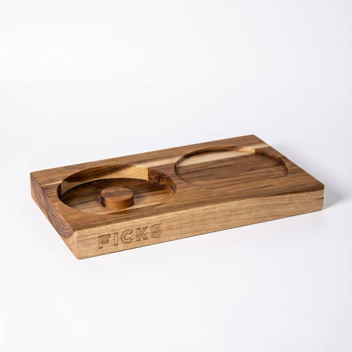 Ficks Cocktail Co. Cocktail Board and Salt Tray - Teak Wood for wholesale by FICKS
