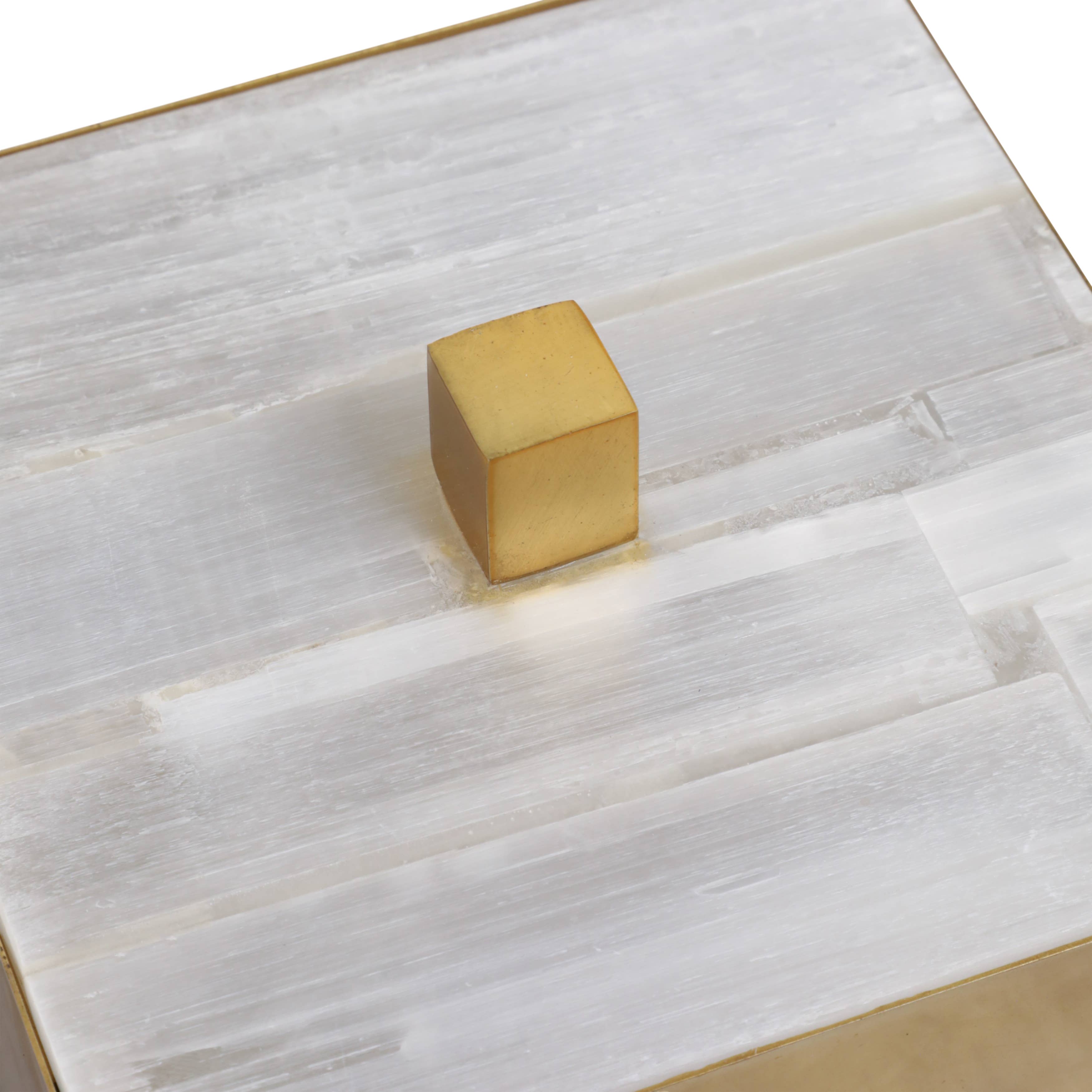 Sagebrook Home - Wholesale Decorative Box - Decorative Box - White/Gold Stone Selenite Top, 6 in. 9
