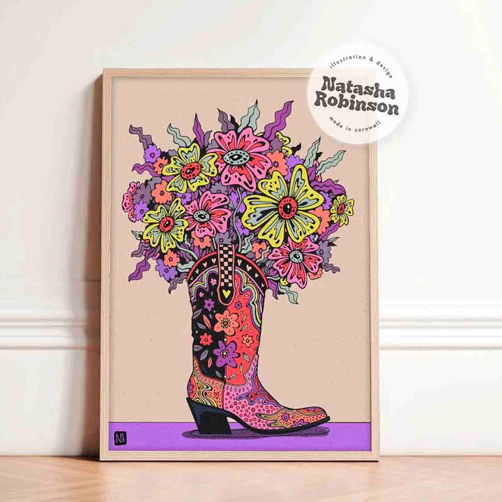 Impresión artística ilustrada Space Cowboy | Funky Trippy en A3 A4 para venta al por mayor de Natasha Robinson