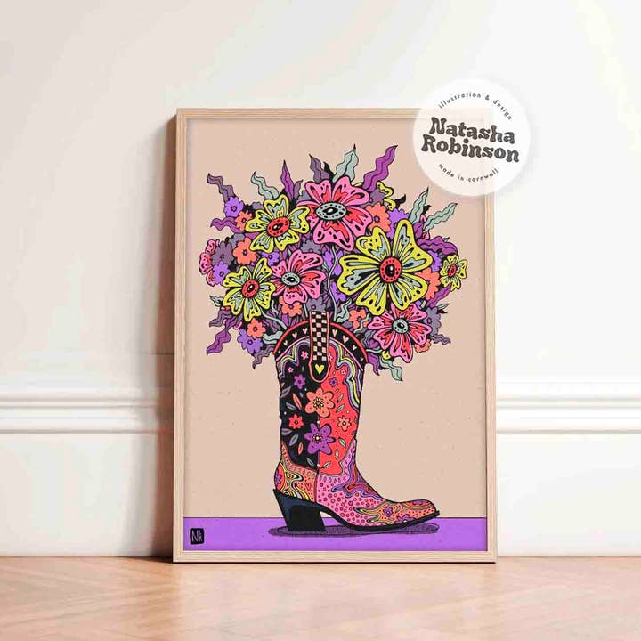 Space Cowboy | Funky Trippy illustreret kunsttryk i A3 A4 for engroshandel hos Natasha Robinson