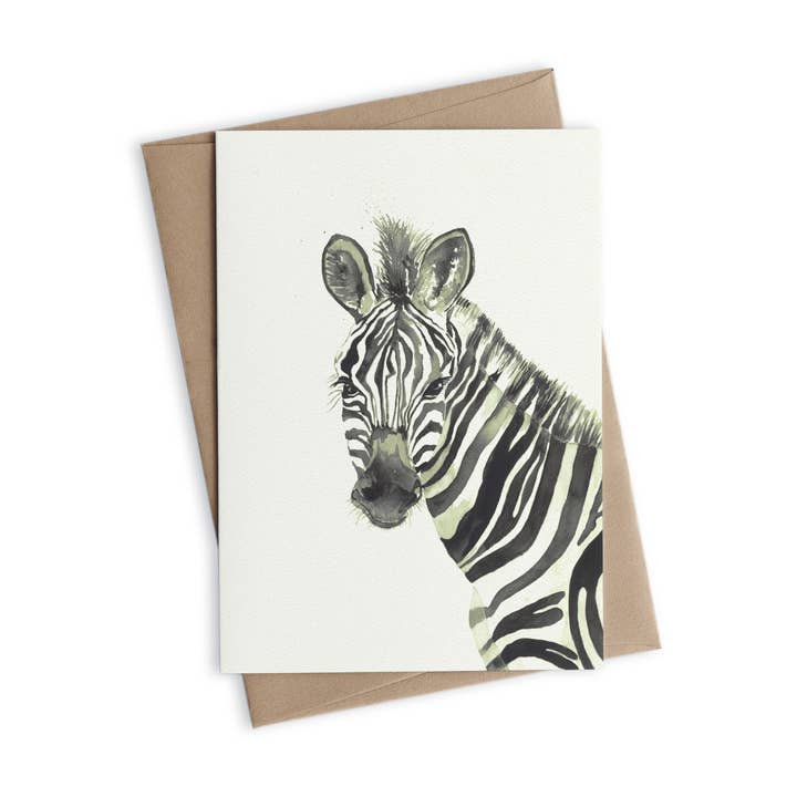 Greeting Card - Zeus the Zebra for wholesale by Leah's Mark Illustration