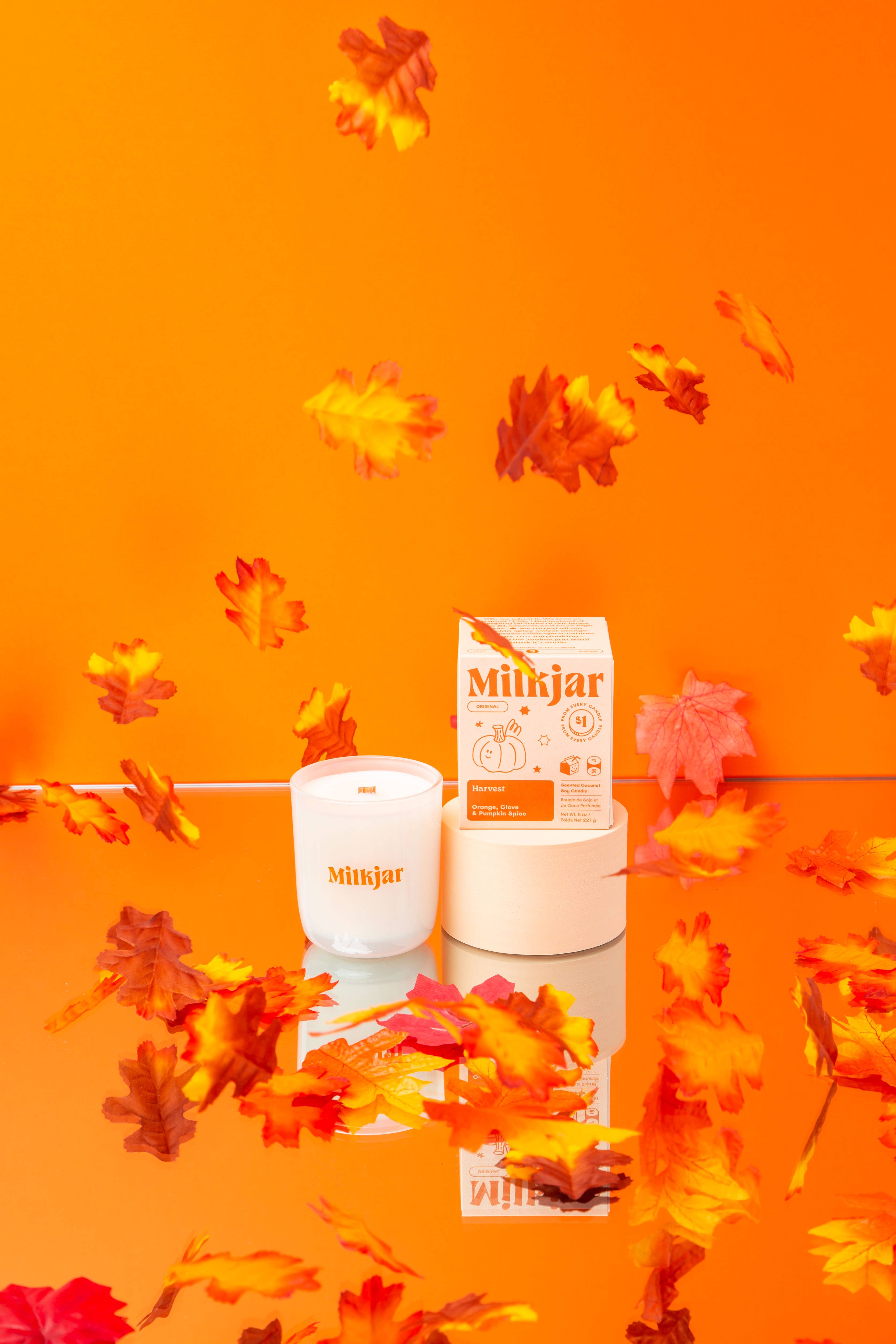 Milk Jar Candle Co. - Wholesale Jar/Filled Candle - Harvest - Orange, Clove & Pumpkin Spice Soy 8oz Candle1