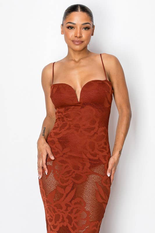 Kimcine - Wholesale Dress - Women's - KD9738-spaghetti strap lace maxi dress(REVISE)5