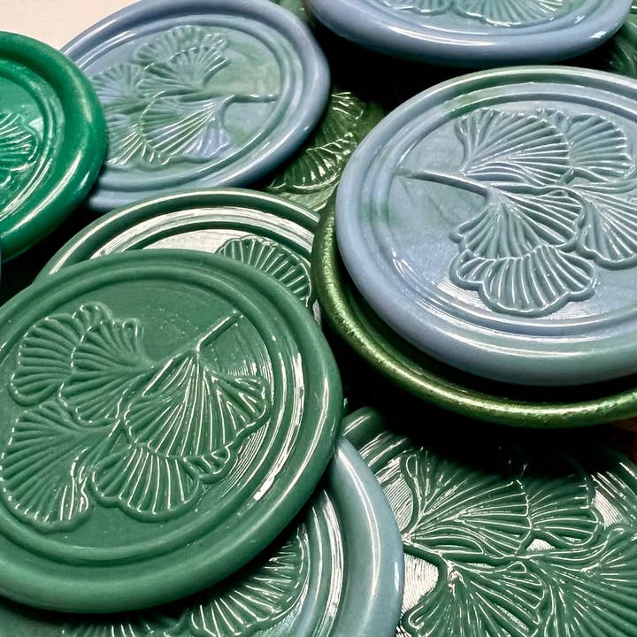 Rochambeau Home - Wholesale Sealing Wax - Custom Wax Seals Ginkgo (Maidenhair) Stickers – 10 per pack