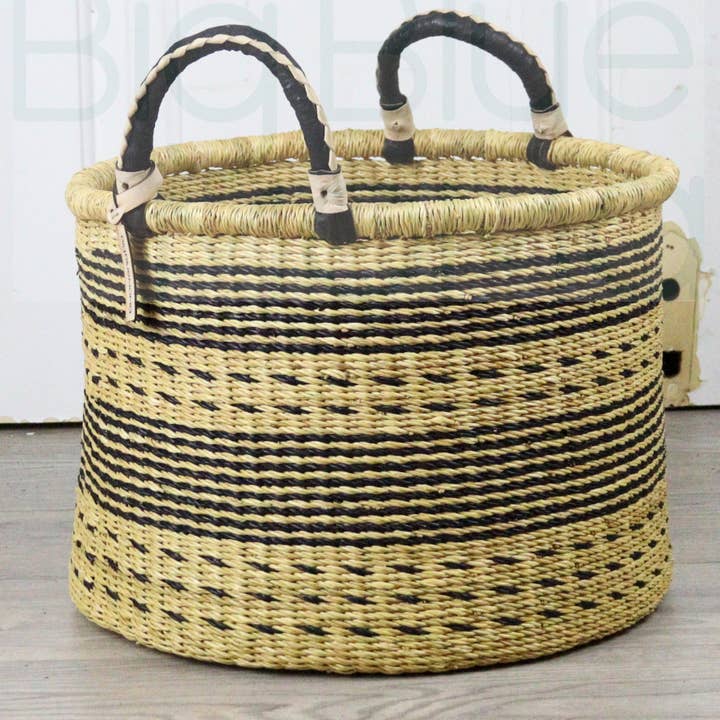 Big Blue Moma - Wholesale Laundry Basket - Short Laundry Basket - Stripes & Dashes