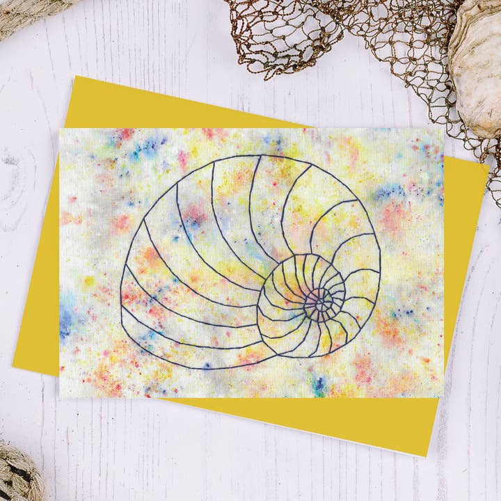 Ammonite Shell Greetings Card for wholesale by NaviStitch