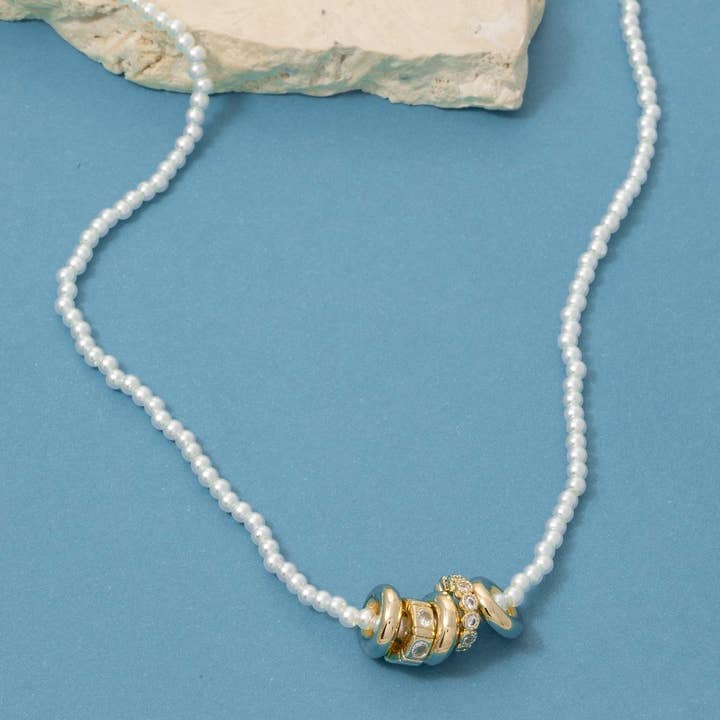 Blandade ringberlocker pärlbestrött halsband för wholesale av The Looks by Fame Accessories