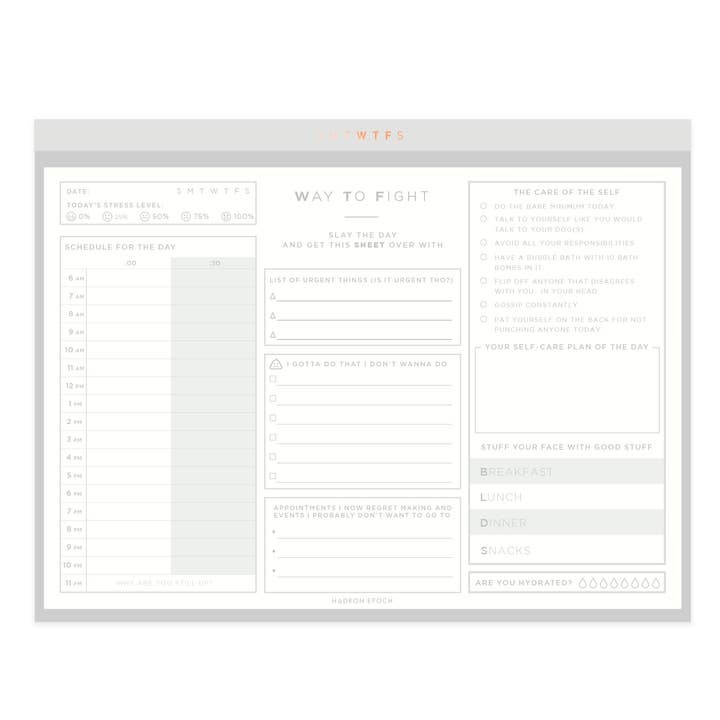 SMTWTFS Daily Desk Pad Hazelnut Cream for wholesale by Hadron Epoch Design Studio