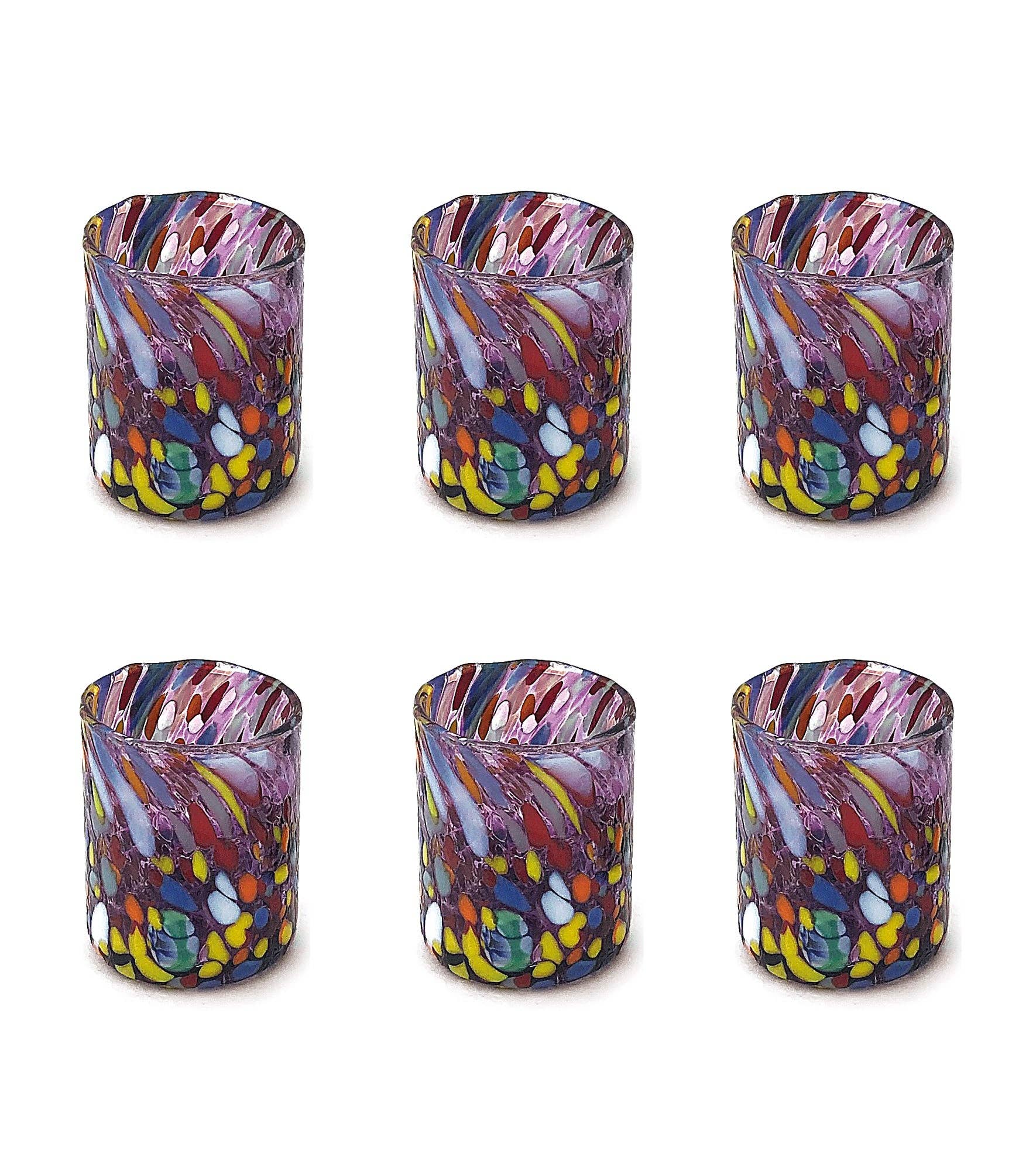 Mazzega Art & Design - Wholesale Shot Glass - Hand-Blown and Handcrafted Glass SHOT Glasses for Tequila with Murano Murrine The Colors of Murano Model SHOT 70 ml. Made in Italy10