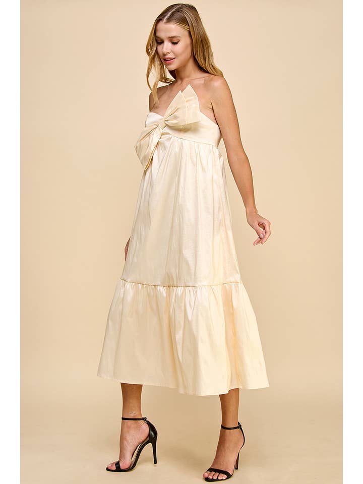 CREAM CD04882-Adjustable Strap Midi Dress with Bow Detail for wholesale on Faire1