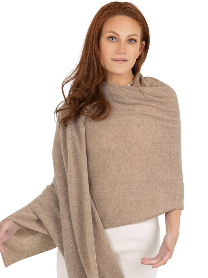 Velanio Mink 100% kashmir strikket wrap-sjal for engroshandel hos Velanio Cashmere