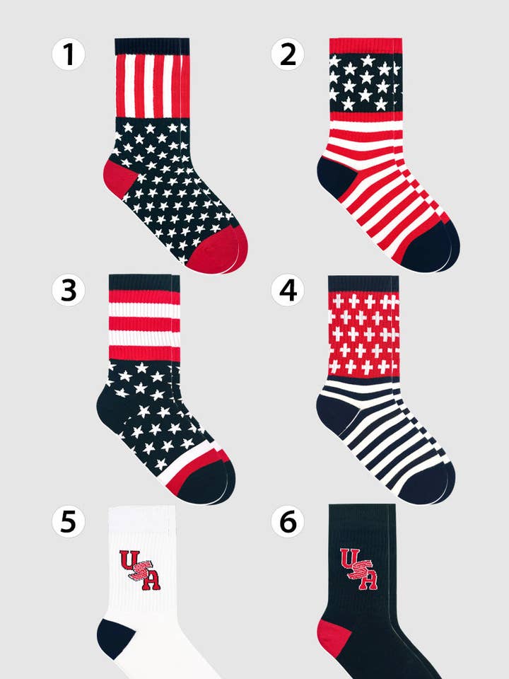 Kvinnors besättning amerikanska flaggan strumpor för wholesale av 7DAYSSOCKS
