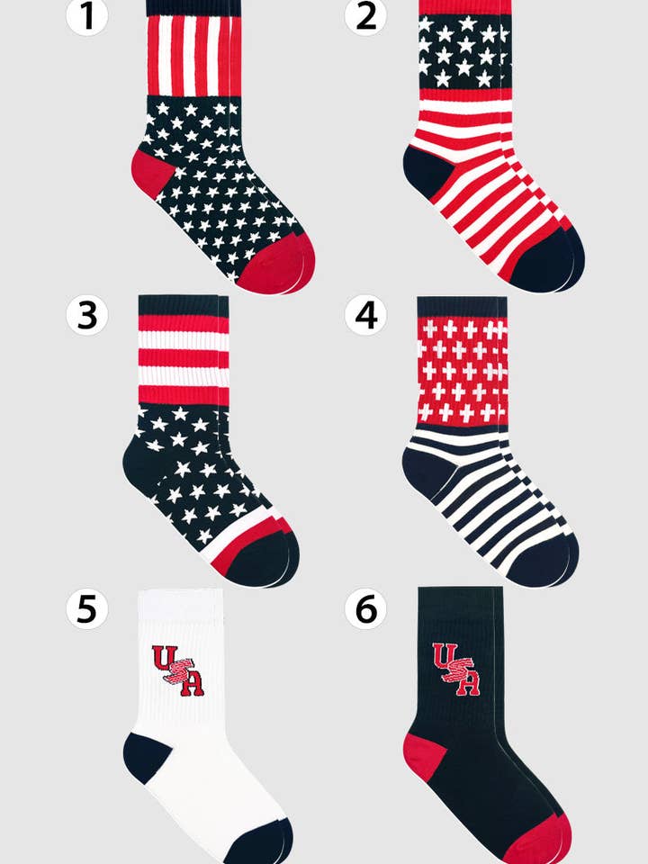Women's Crew American Flag Socks for wholesale by 7DAYSSOCKS