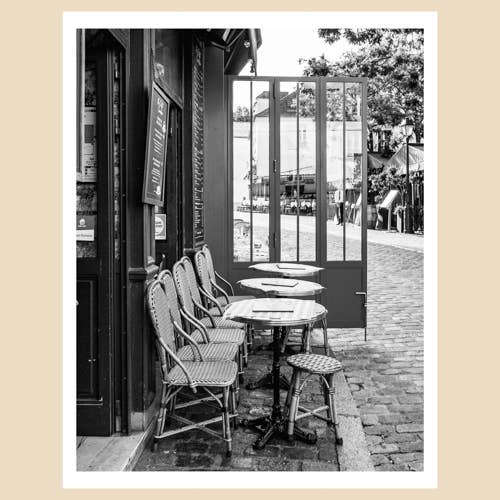 Tirage d'art de Paris (11x14) : Au Petit Comptoir, noir et blanc pour la vente par Charlotte to Paris