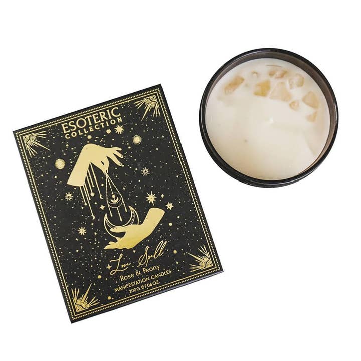 Candle with Gemstone Esoteric Love Spell, Rose + Peony 200g for wholesale by Shared Earth
