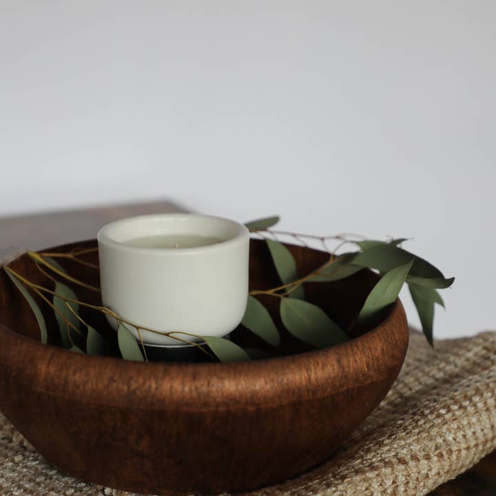 Day Moon Co. - Wholesale Jar/Filled Candle - Sandalwood + Suede Hand Poured Concrete Candle Cotton + Wood