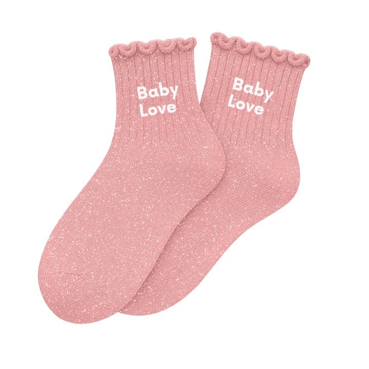 "Baby Love" Pink Glitter Child Socks for wholesale by ChoO