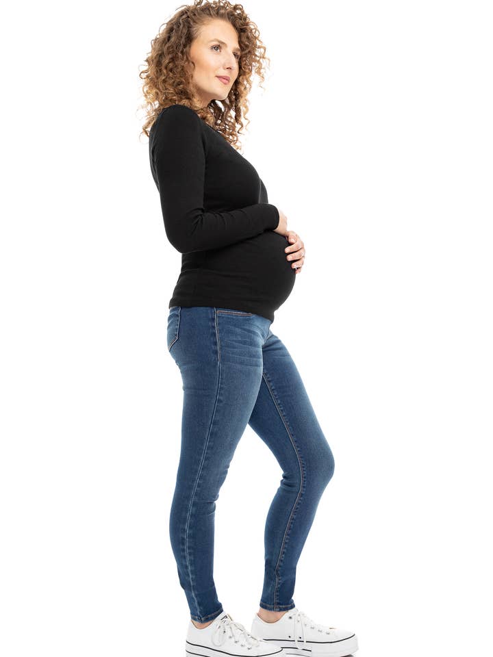 Maternity 31" Butter Skinny Jean w/ Bellyband in Lennox for wholesale by 1822 Denim