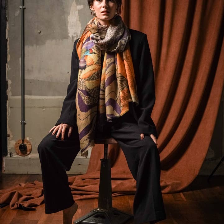 FST le french studio - Wholesale Scarf - Women's - Large cashmere scarf LAURIER AMBRE3