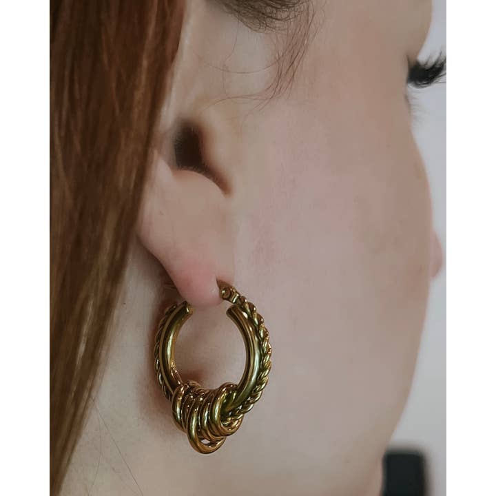 Beljoy - Wholesale Hoop Earrings - Edge Textured Hoop Earrings