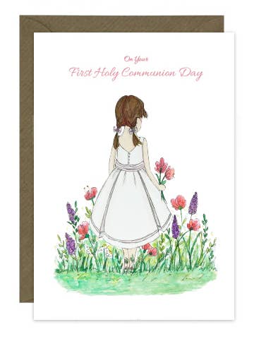 Communion Card - Girl Short Dress for wholesale by Duck Blue®