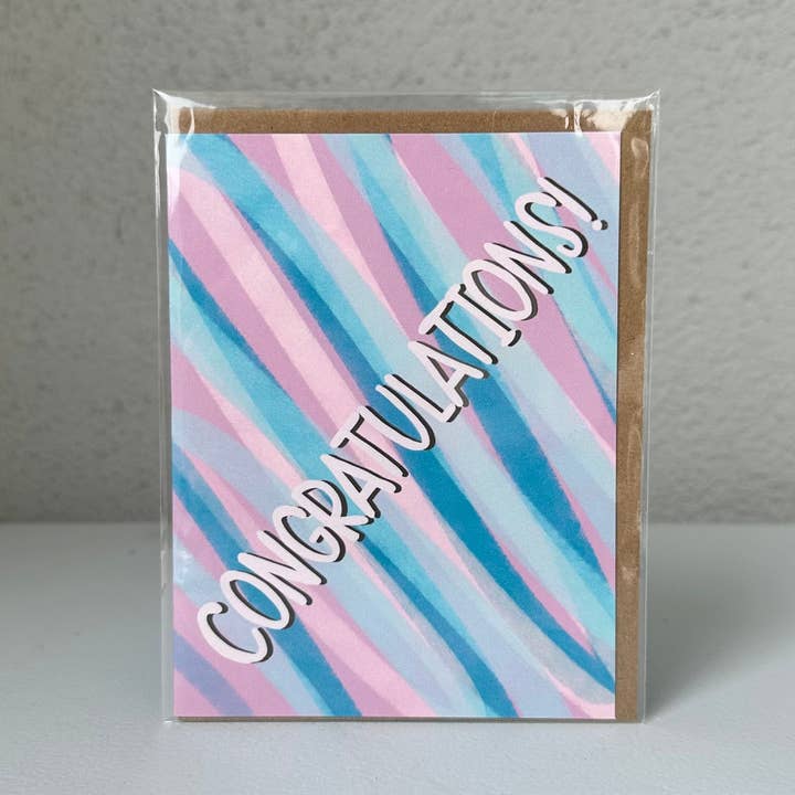 Pastel Stripes Gefeliciteerd wenskaart voor wholesale door Maarte by Jan