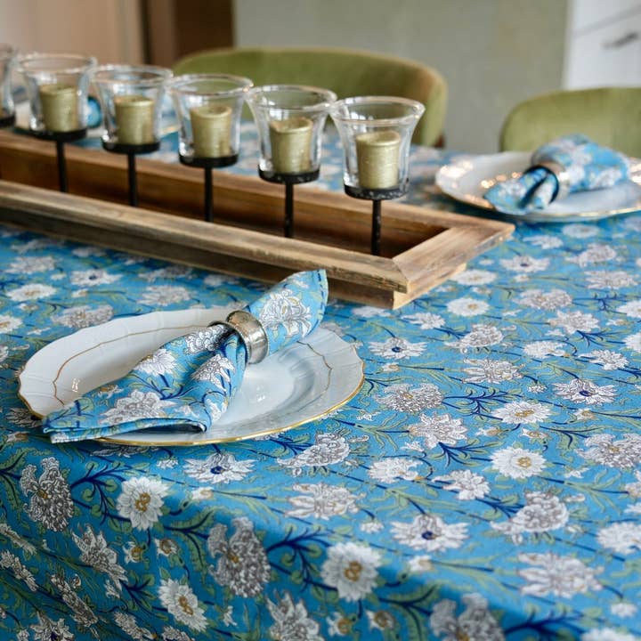 Sorella Sol - Wholesale Tablecloth - Blue Floral Tablecloth3