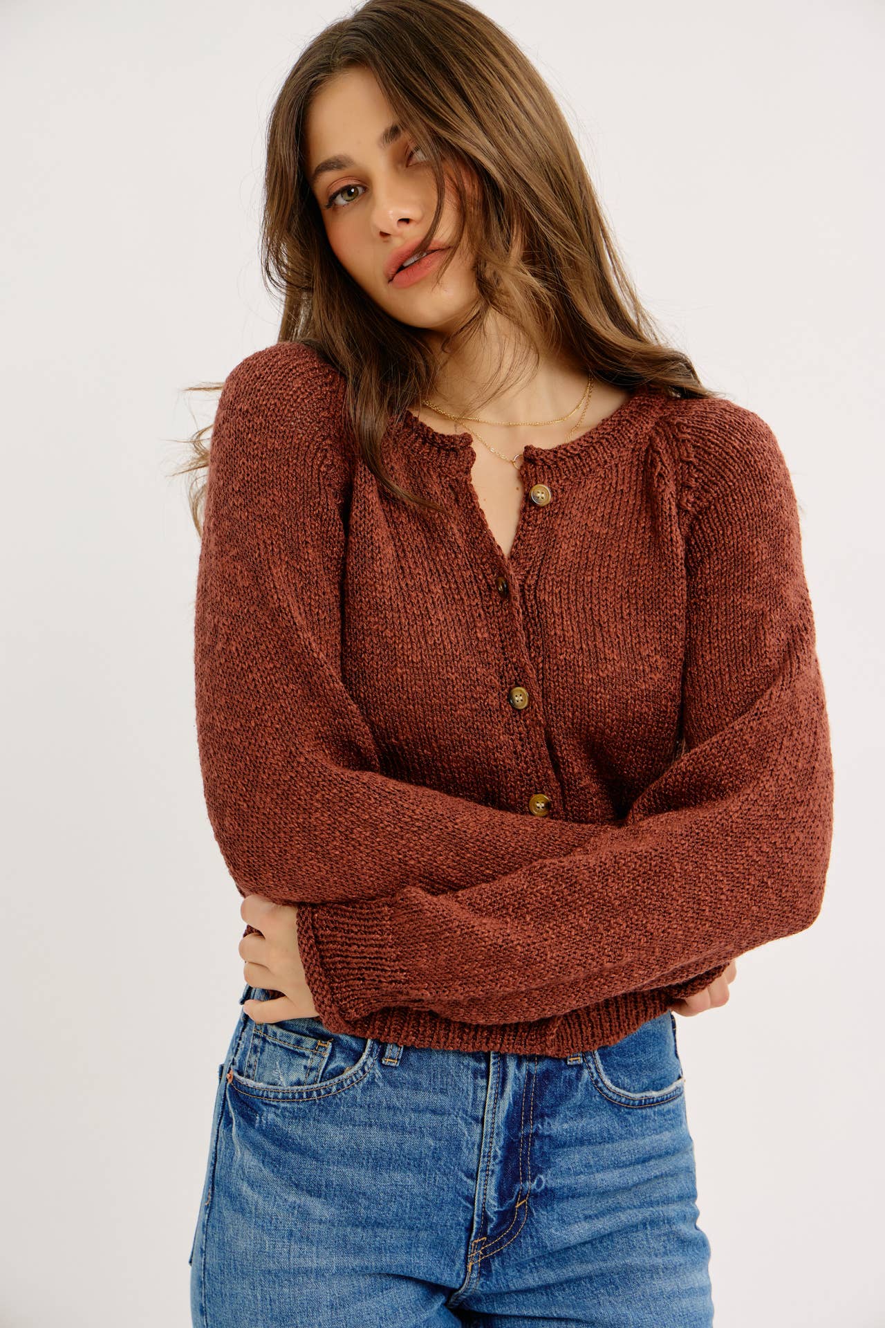 idem ditto – Engroshandel Cardigan - Dame – LETSTRUKTURERET CARDIGAN MED KNAPPER13