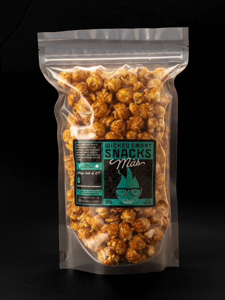 MÀS Maple Chipotle Popcorn for wholesale by Wicked Smart Hot Sauce
