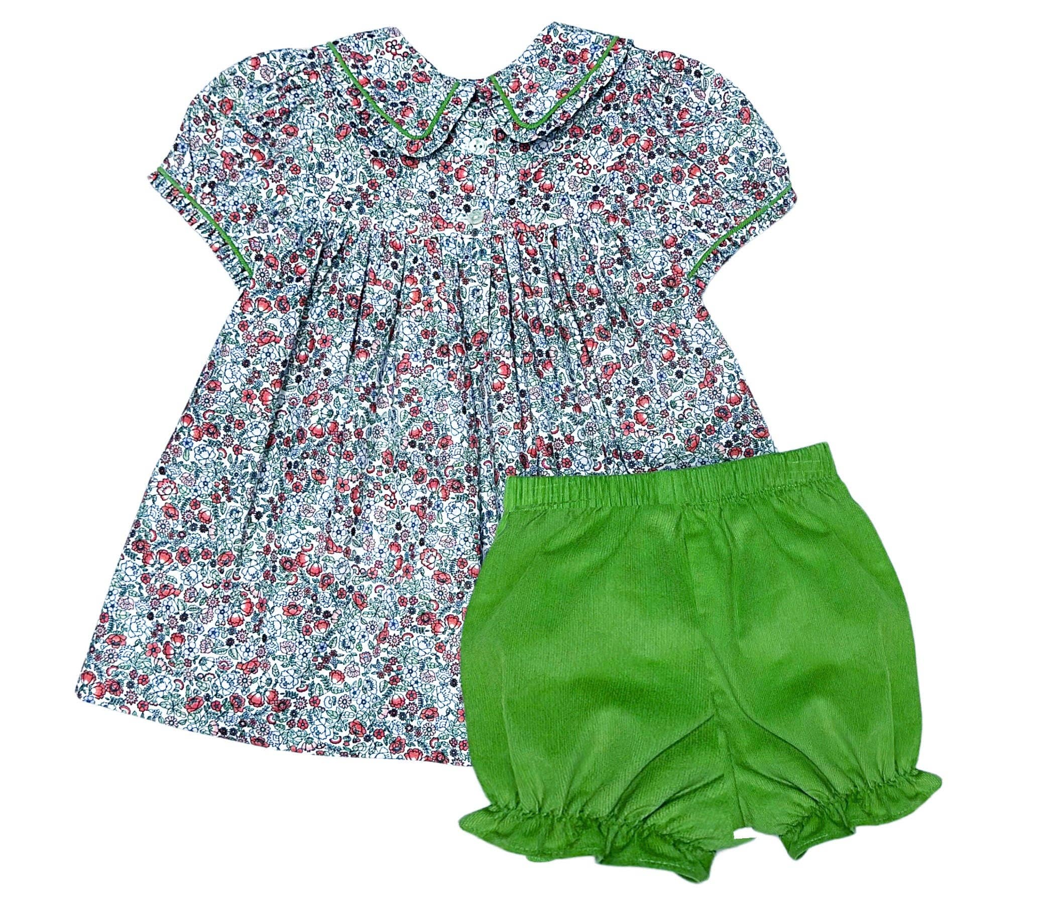 Marco and Lizzy - Wholesale Clothing Set - Baby - Baby Girl's "Janelle" Floral Print & Green Bloomer Set4