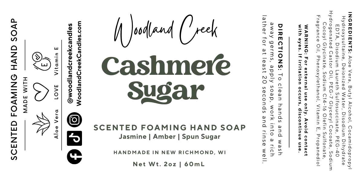 Woodland Creek Candles - Wholesale Hand Soap/Wash - Cashmere Sugar Scented Foaming Hand Soap1