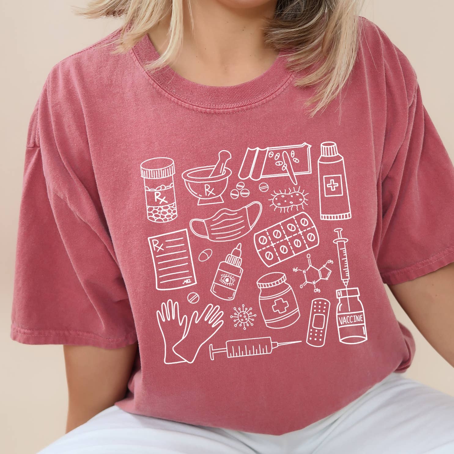 Meg Ann Co. - Wholesale Screen Printed T-Shirt - Unisex - Pharmacy Doodle T-Shirt3