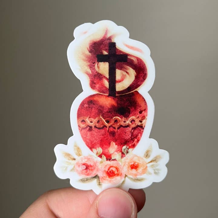 Sacred Heart of Jesus Sticker for wholesale by Raising Faith Prints