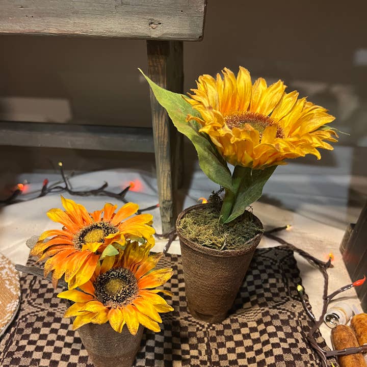 Primitive Sunflower in a pot for wholesale by Raggedy Junction