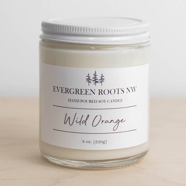 Wild Orange - 7.6 fl oz Soy Candle for wholesale by Evergreen Roots NW