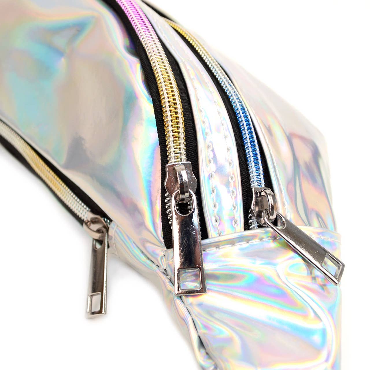 Selini New York - Wholesale Belt Bag - Women's - Silver Iridescent Holographic Waist Fanny Pack - LFBG13005