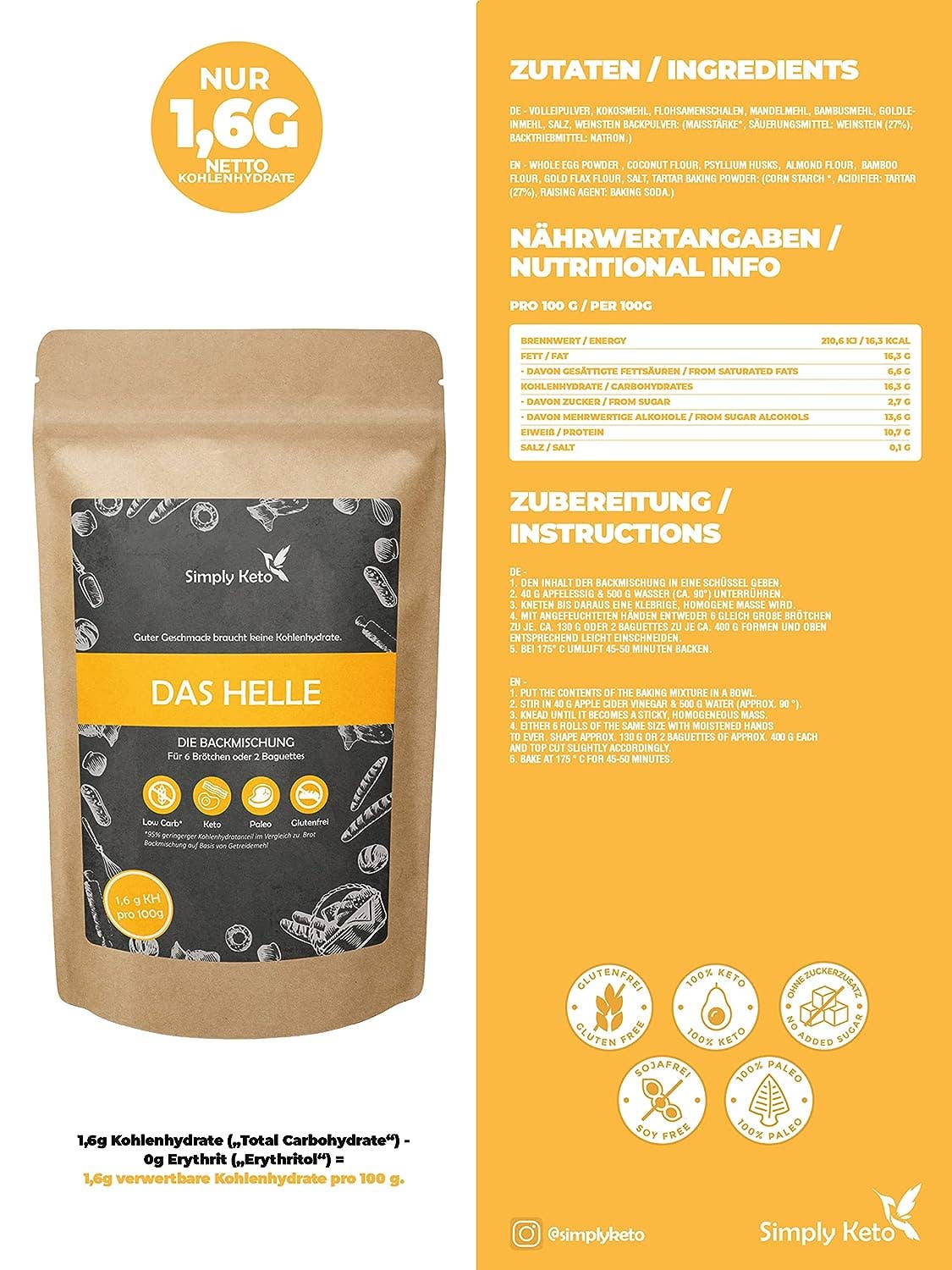 Simply Keto – wholesale Brödmix – vegansk låg-carb brödblandning8