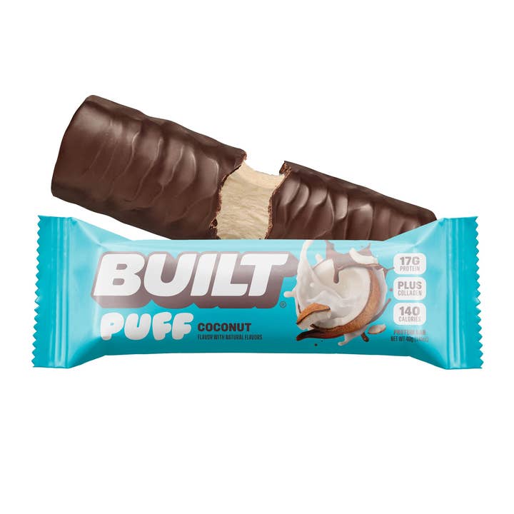 Built Bar - Wholesale Snack Bar - Coconut Puffs, Box of 12 Protein Bars