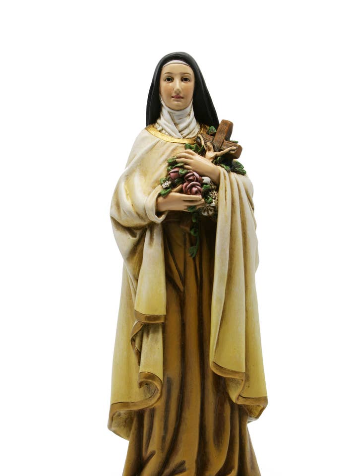 Statue of Saint Teresa of Lisieux cm. 15 in wood pulp for wholesale by Costa Articoli Religiosi