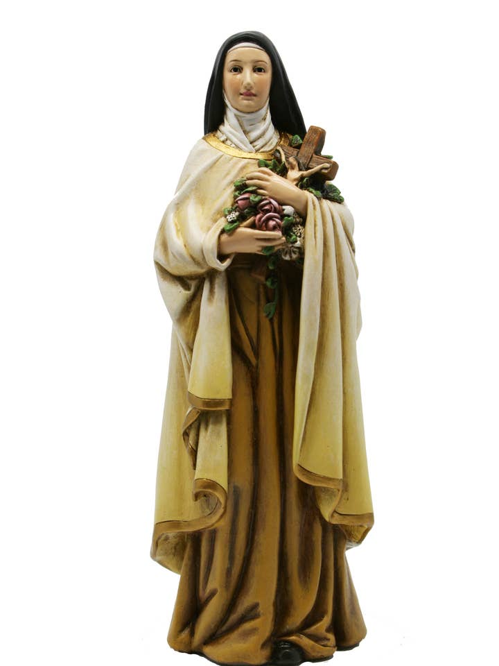 Statue of Saint Teresa of Lisieux cm. 15 in wood pulp for wholesale by Costa Articoli Religiosi