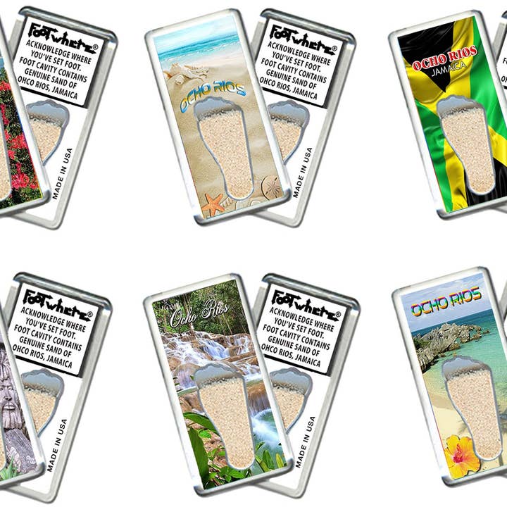 Aimant souvenir FootWhere® d'Ocho Rios, Jamaïque. 72 pièces/6 styles assortis. pour la vente par FootWhere- USA Group, Inc.