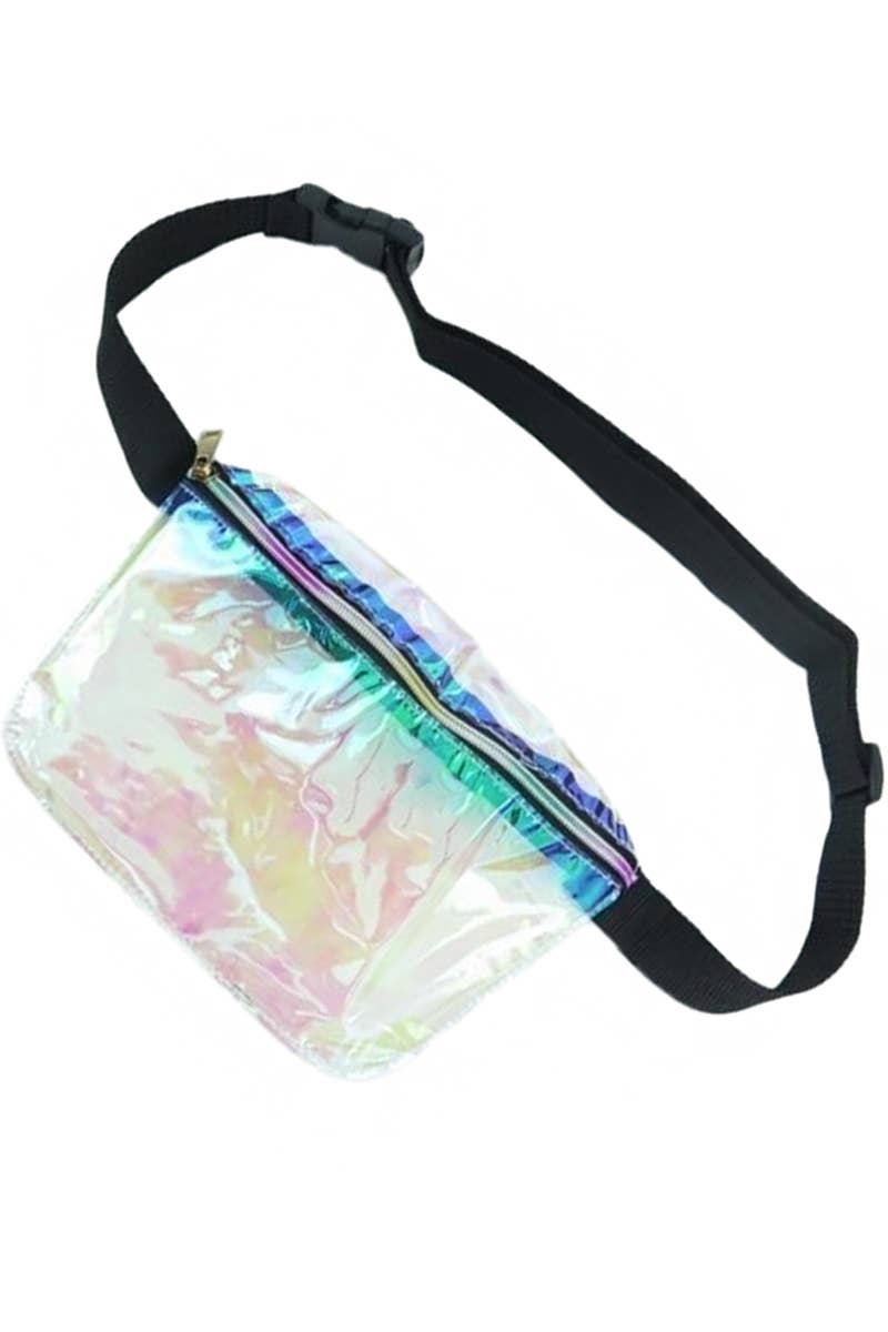 Cubic Iridescent Clear Holographic PVC Fanny Pack for wholesale on Faire5